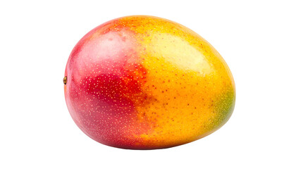 Vibrant mango with a blend of red, yellow, and green hues, isolated on a black background