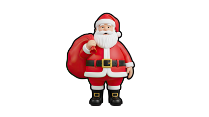 Cartoon Santa Claus with Gift Sack