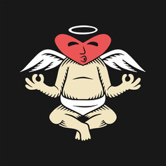 Cute cupid and devil cartoon vector characters set for valentine illustration design set