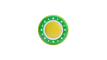 Round Award Badge with Stars and Yellow Center