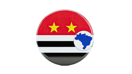 S?o Paulo Flag Badge with Brazil Map