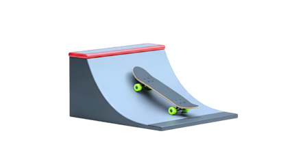 Skateboard on a mini ramp