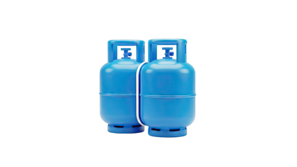 Two Blue Propane Gas Cylinders