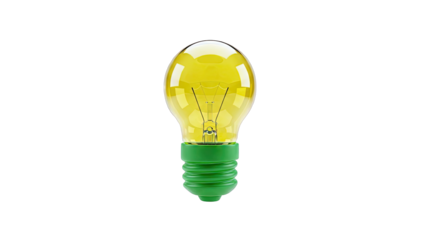 Yellow Incandescent Light Bulb with Green Base