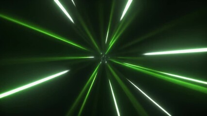 BRAND" text in neon green, radiating light beams on a black background, with diagonal lines