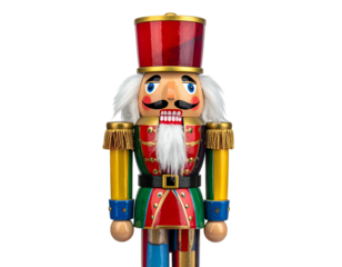 Colorful wooden figurine of a soldier-like character, traditionally a festive Christmas decoration