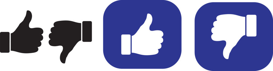 Thumbs Up and Down Icons Set for Feedback and Ratings