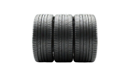 Three Black Car Tires Lined Up