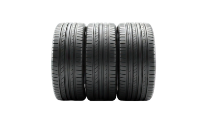 Three Black Car Tires Lined Up