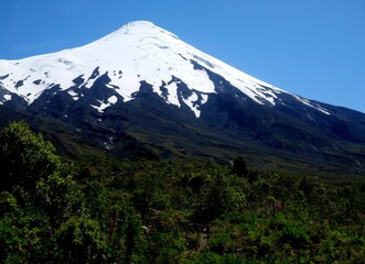 Fototapeta premium Osorno Volcano is a tall cornical stratovlcano in Southern Chile