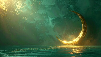 An abstract background of fire and water waves blends deep blue ocean textures with dark space art and fantasy moon light for a nature illustration