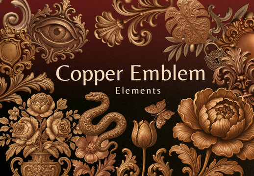 Elegant Copper Emblem Design Element Set