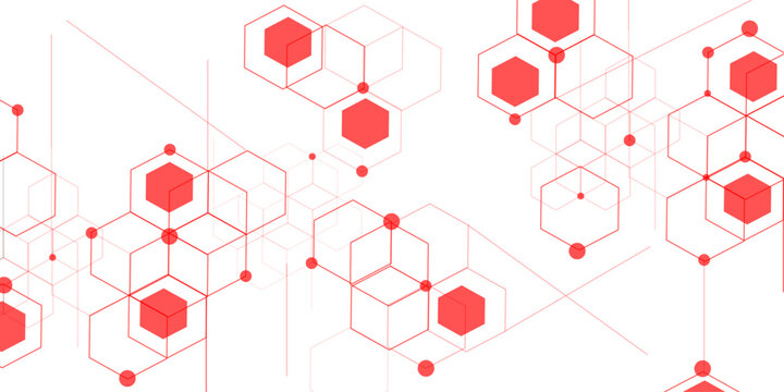 abstract geometric red texture background red hexagon 3D background texture. 3d rendering illustration. Clear pattern abstract background hexagon .Futuristic abstract banner.	