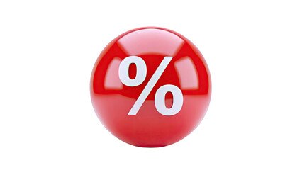 Glossy Red Sphere with White Percentage Symbol