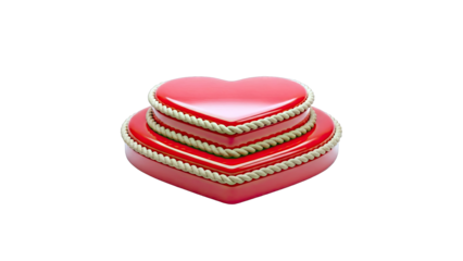 Stack of Red Heart-Shaped Gift Boxes with Rope Trim
