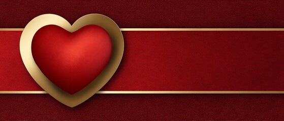 Elegant Red Heart Design with Gold Accents on a Textured Background