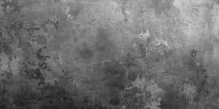 Aged dark gray grunge metal and rough concrete wall texture with a dirty vintage cement surface pattern for an old industrial material backdrop