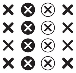 Fototapeta premium Modern graphic UI icon set featuring cancel and close symbols for web and app design