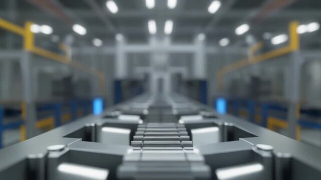 Cinematic Close-up of Automated Industrial Robot Arm Working on Metal Gear, Precision Engineering in Modern Factory, Seamless Loop