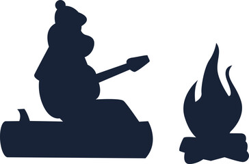 Camping Scene Silhouette Element