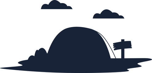 Camping Scene Silhouette Element