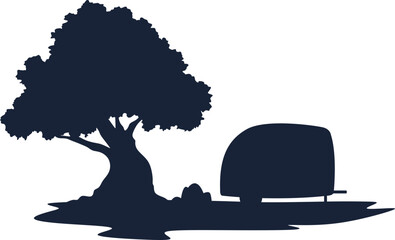 Camping Scene Silhouette Element
