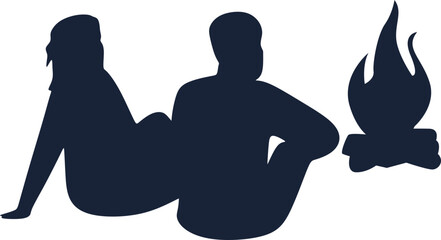 Camping Scene Silhouette Element
