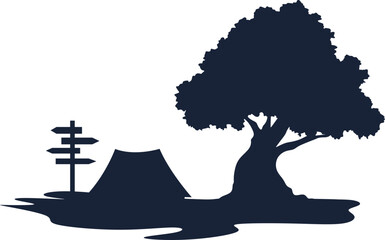 Camping Scene Silhouette Element