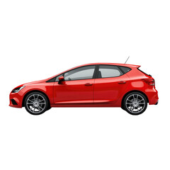 Red hatchback car on transparent background