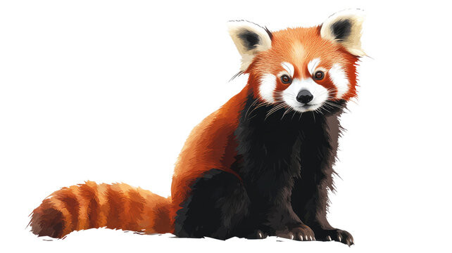 Cute red panda sitting on white background - Powered by Adobe
