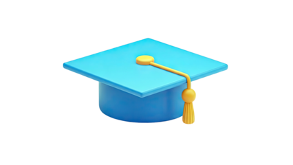 3D Render of a Blue Graduation Cap with an Orange Tassel