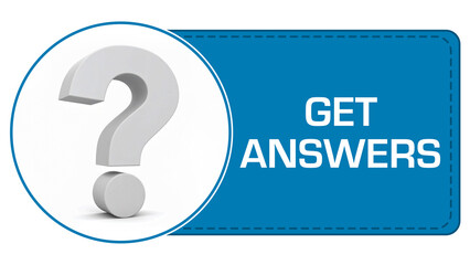Get Answers Question Mark Symbol Circle Blue Box Text 