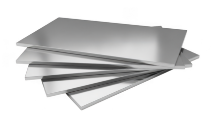 Stack of metal sheets isolated on transparent background
