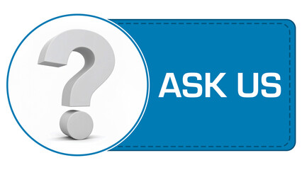 Ask Us Question Mark Symbol Circle Blue Box Text 