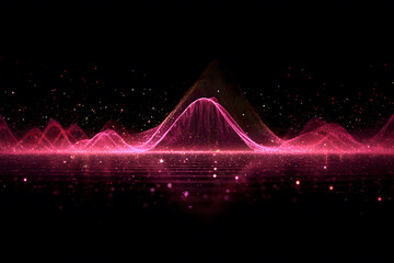 Colorful wave patterns and lights create an abstract visual representation of sound at night