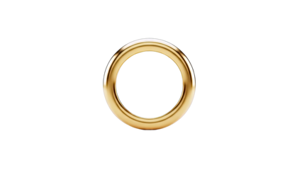 Shiny Gold Ring on White Background