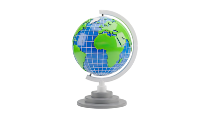 Stylized globe with continents on a stand