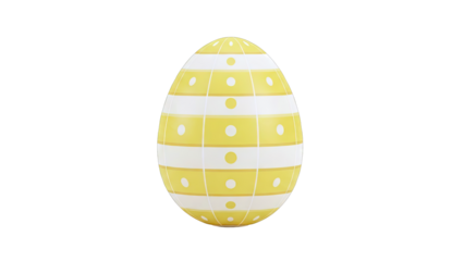 Yellow and White Striped Easter Egg with Polka Dots