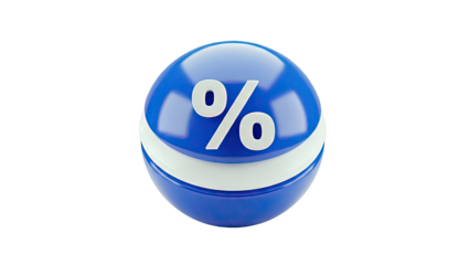3D Rendered Blue Sphere with Percentage Symbol