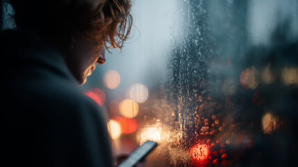 Over the Shoulder Photo of Person Looking at Smartphone at Night