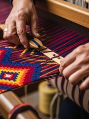 Crafting beauty intricate weaving process for colorful handmade textile