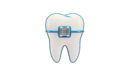 Tooth with Blue Braces