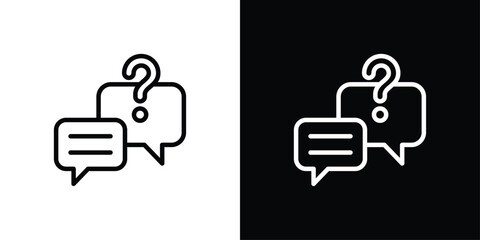 Faq Icon Set Black And White
