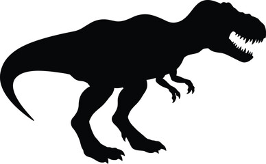 Black Tyrannosaurus rex silhouette icon, prehistoric dinosaur vector illustration isolated on white background for education, science, wildlife, museum design © parves's world
