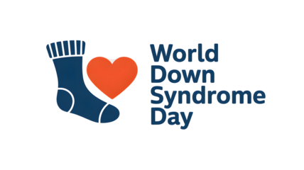 World Down Syndrome Day Awareness Vector Graphic with Sock Symbol and Heart Logo Design