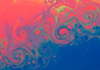 Fluid Acrylic Pour Painting with Intricate Swirls and Vibrant Tones