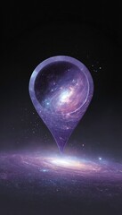 Cosmic Galaxy Location Pin Marking Space with Spiral Galaxy