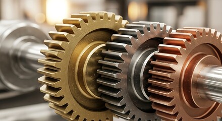 Interlocking gears close-up, showcasing the precision of mechanical engineering