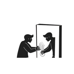 Black silhouette vector illustration showing business relationships between various people.