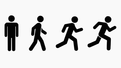 man and woman Silhouette man Standing Walking Running Icon Set &ndash; People Movement Vector Illustration
